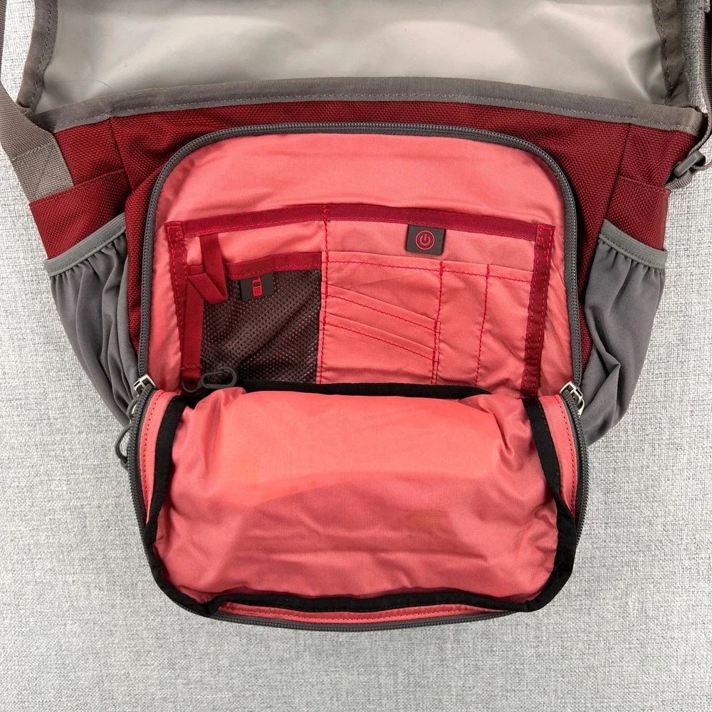 The North Face Fixy Messenger Bag Red Gray Crossbody Utility Campus Gorpcore